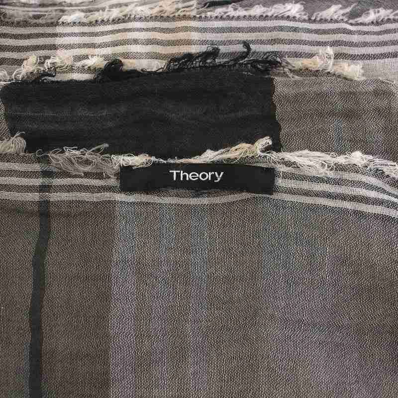 Theory セオリー マフラー 茶x黒(総柄) F 0138225M0046 セオリー Theory ストール マフラー チェック ベージュ 黒 白