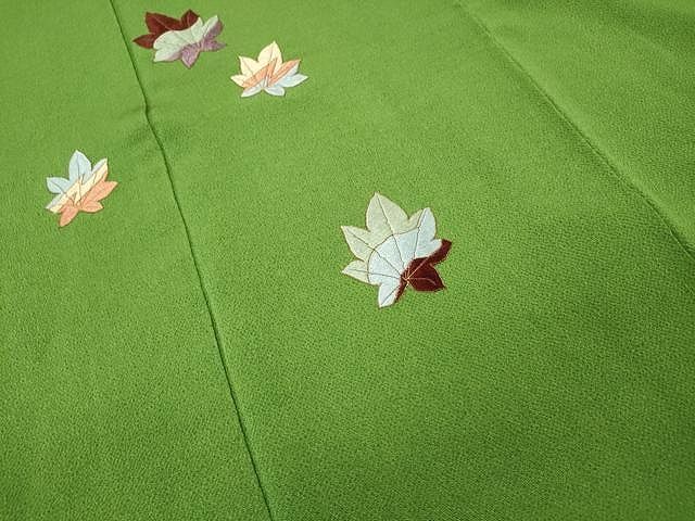 平和屋着物○訪問着 刺繍 梅 松葉 楓 吹き寄せ文 金糸 鬼しぼ縮緬