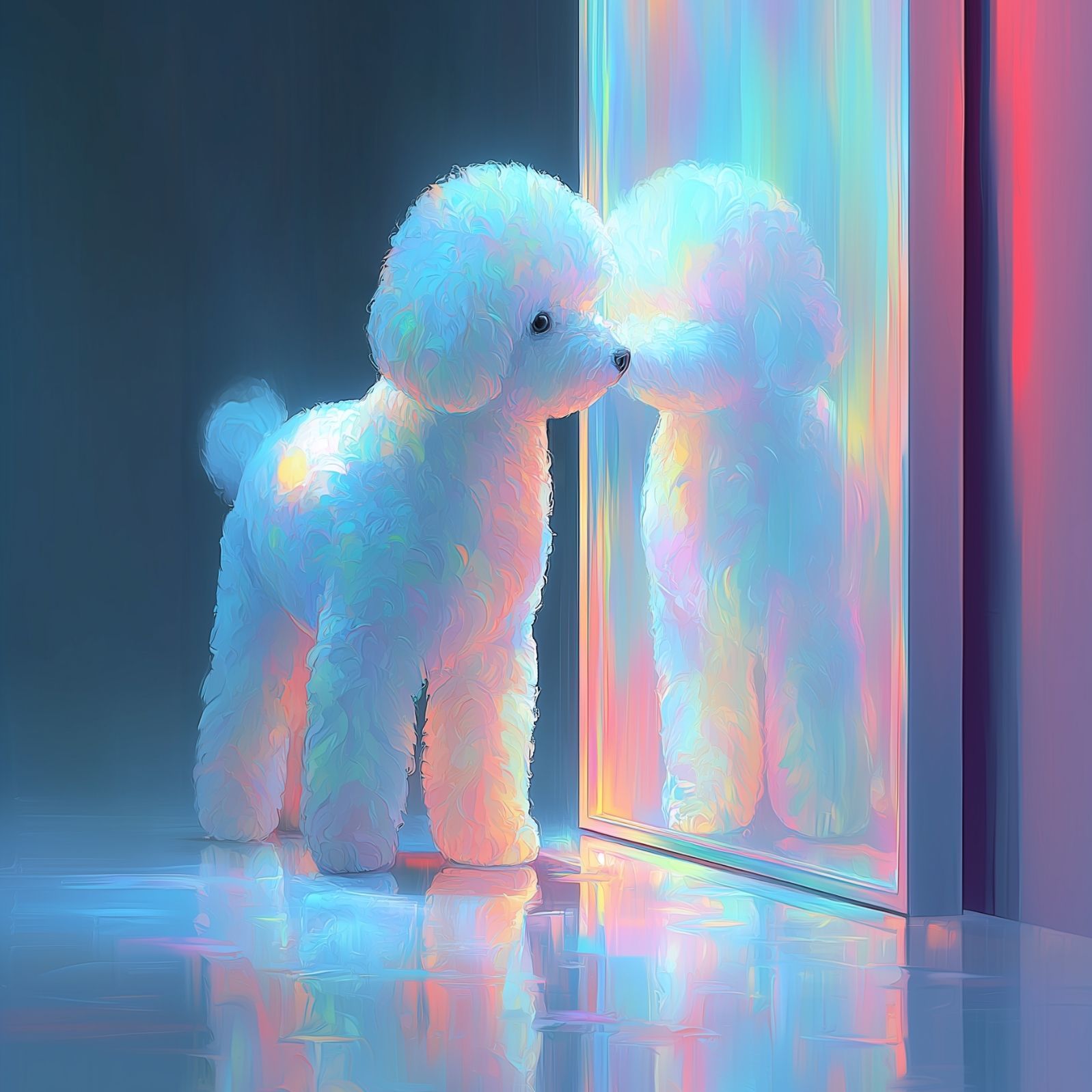 名入れOK リフレクション - トイプードル犬 No.2 アートポスター ペットロス うちの子記念日 北欧 ナチュラル モダンインテリア