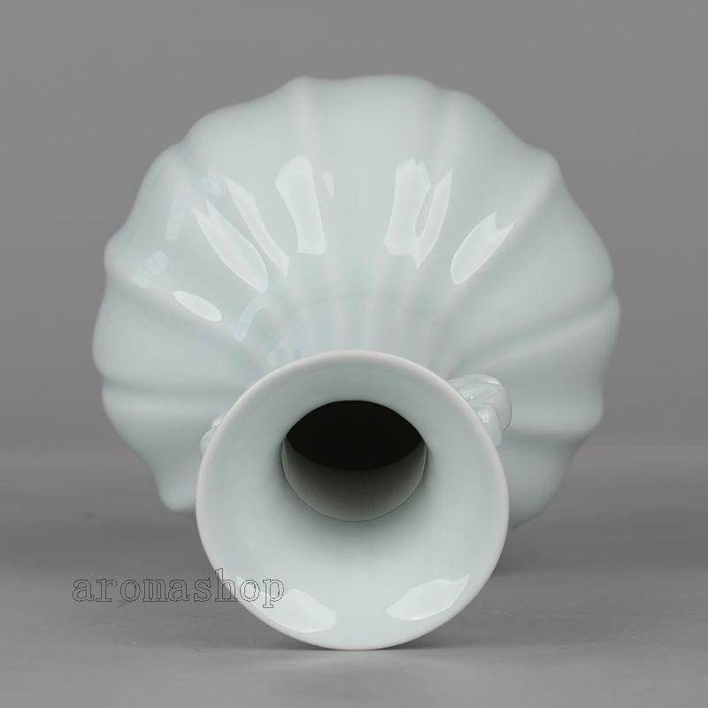 Amazon.co.jp: 景徳鎮 磁器 藍釉 窯変 陶磁器 花瓶 双耳龍頭花瓶