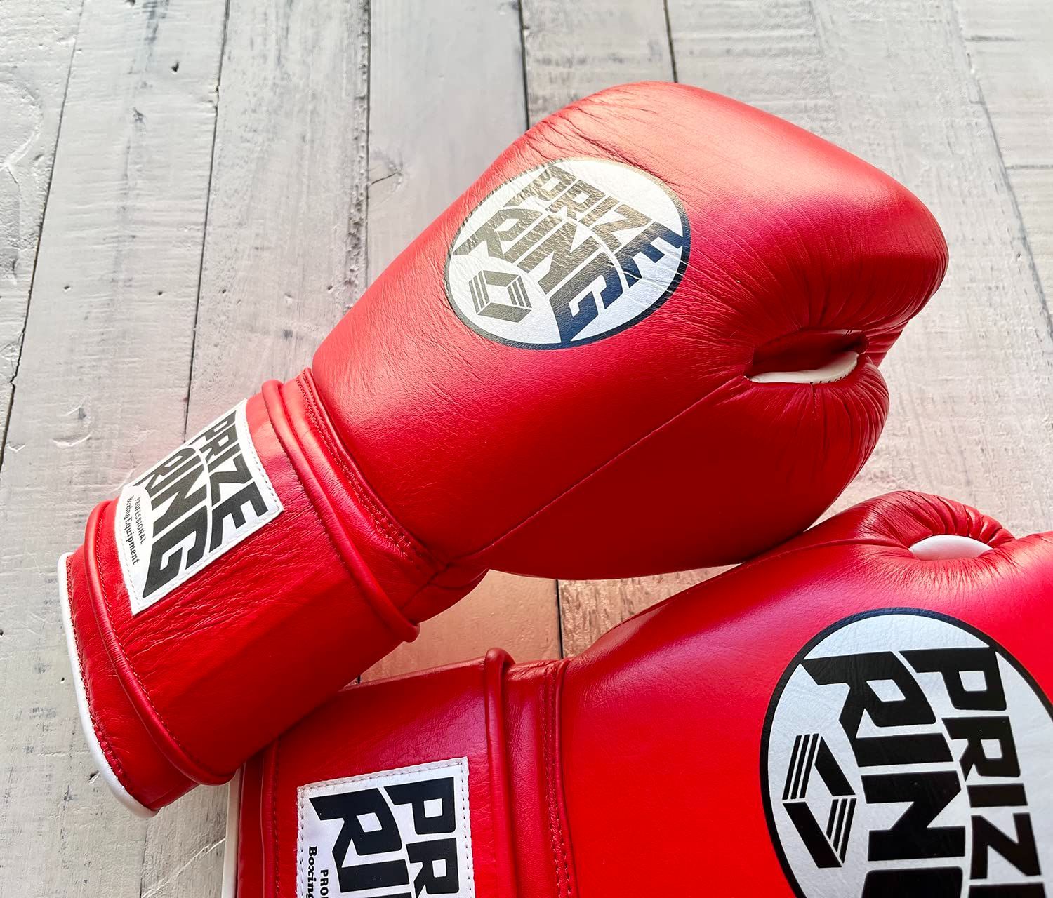 ボクシンググローブ SX 本革製 Professional 赤 白 RING プライズリング 14oz PRIZE