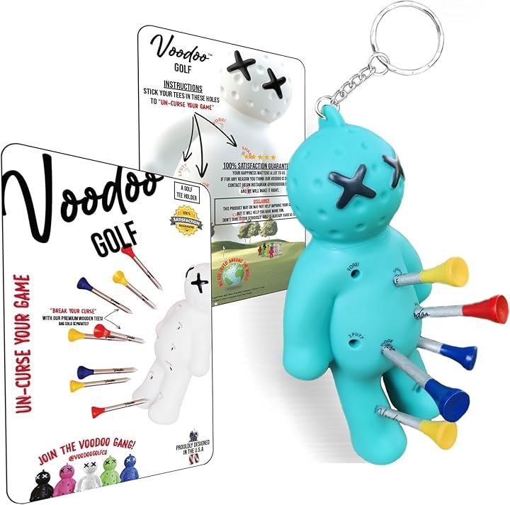 Voodoo Golf ゴルフボール ティーホルダー ノベルティキーホルダーアクセサリー バッグ用 メンズギフト 3 1/4 2 3/4 1/2のティーにフィット(ターコイズ，  ターコイズ)