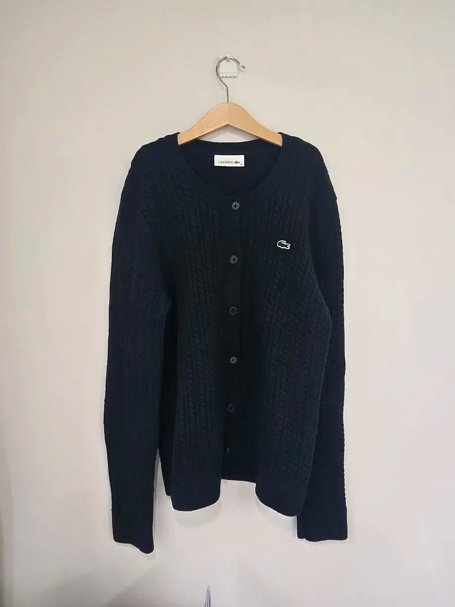 ラコステ グリーン ケーブル ニット カーディガン