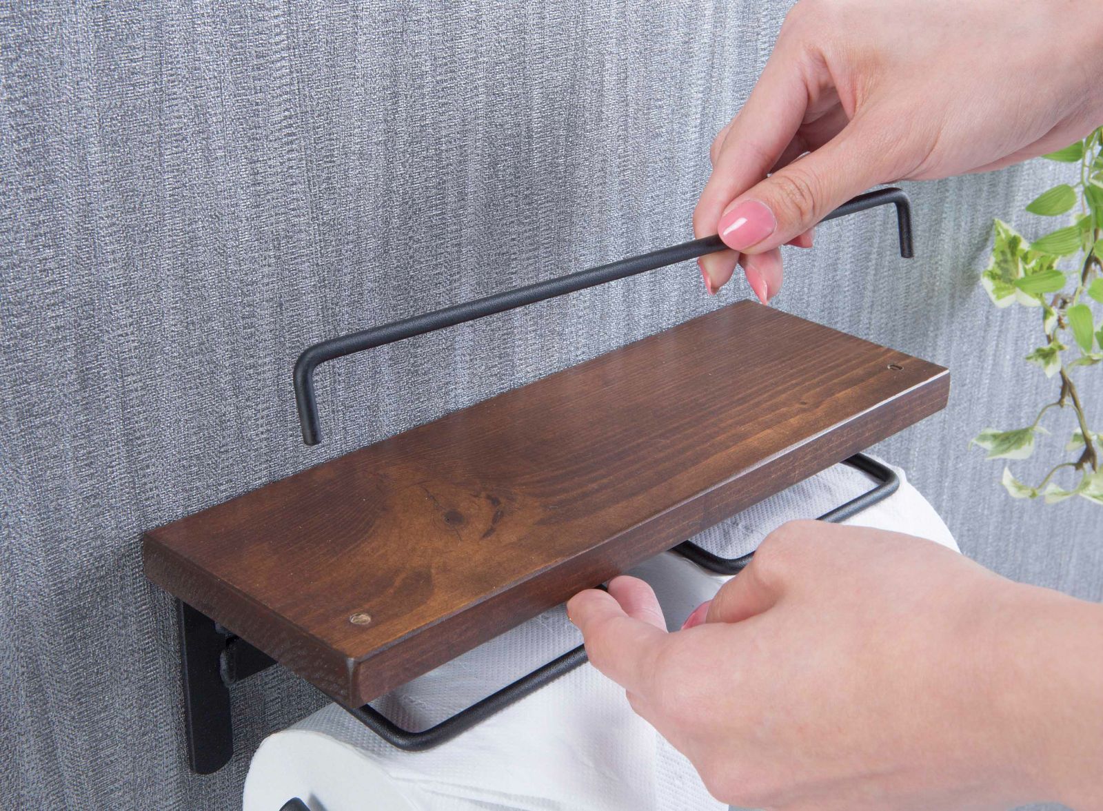 トイレットペーパーホルダー 棚付