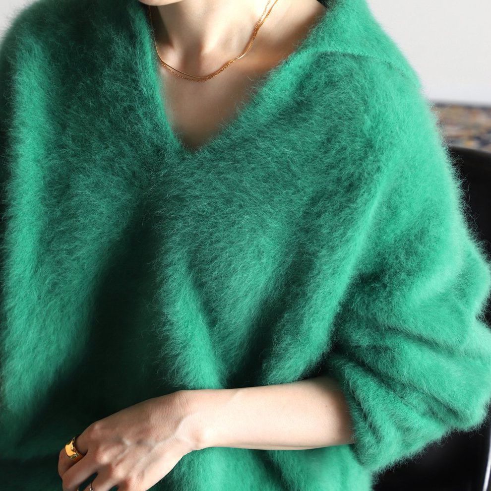 VERMEIL par iena (ヴェルメイユパーイエナ) ④ 22080938561030 フォックスカシミヤ スキッパープルオーバー レディース グリーン FREE