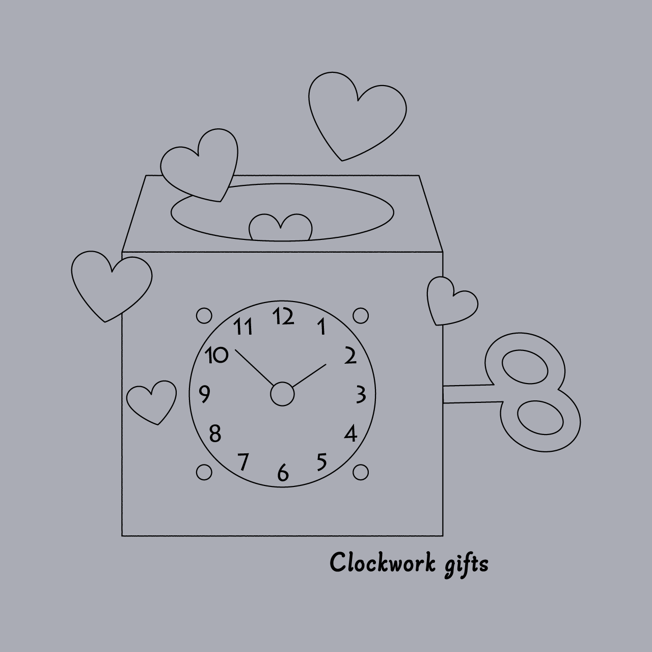 グラフィックパーカー　Clockwork gifts Black -Parka-