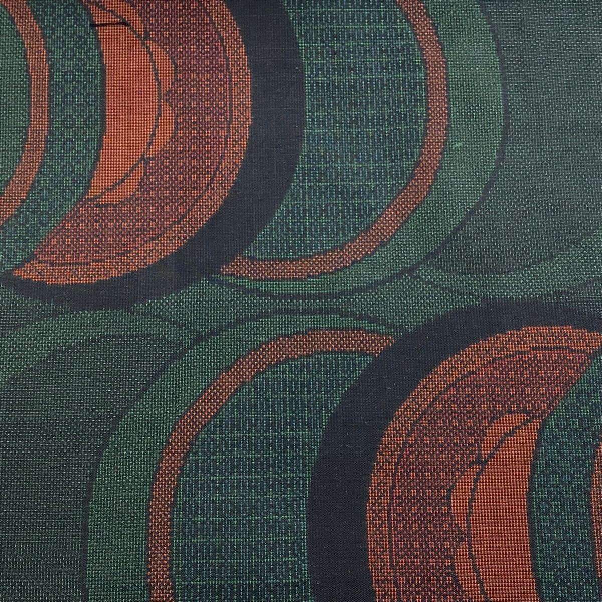 反物 秀品 大島紬 都喜ヱ門 証紙 幾何学 緑 正絹