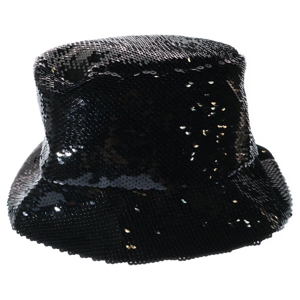 PRADA プラダ ロゴ スパンコール バケットハット 帽子 ブラック 1HC137