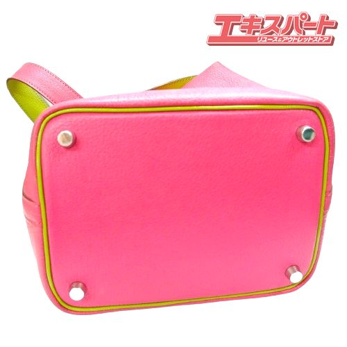 HERMES エルメス ピコタン PM バイカラー ローズショッキング×アニス