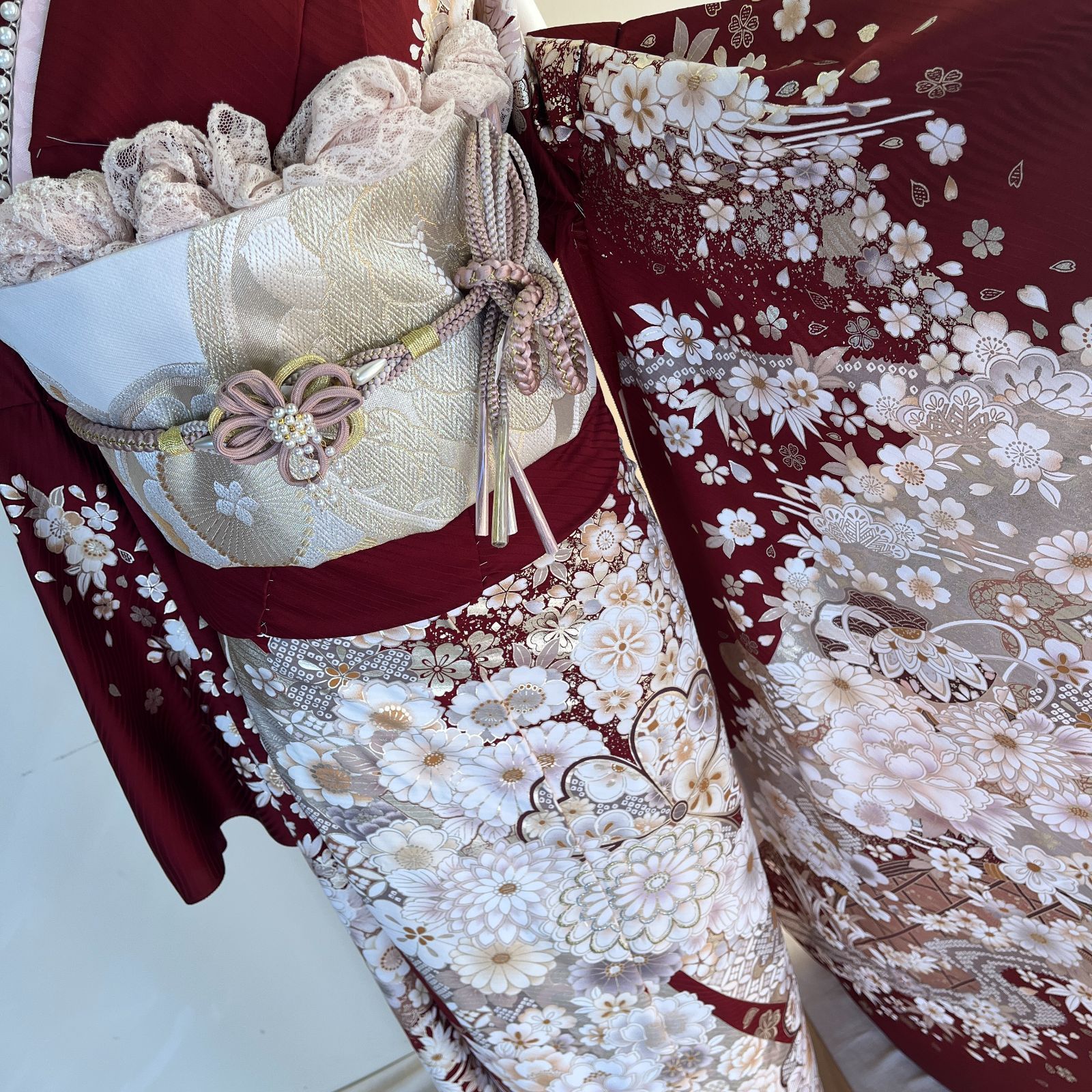 大特価】ボルドー 深い 赤 豪華 振袖 新品 新作 成人式 フルセット