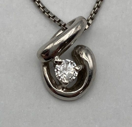 Pt900/Pt850 ダイヤ0.10ct プラチナネックレス 1粒ダイヤ ベネチアン  