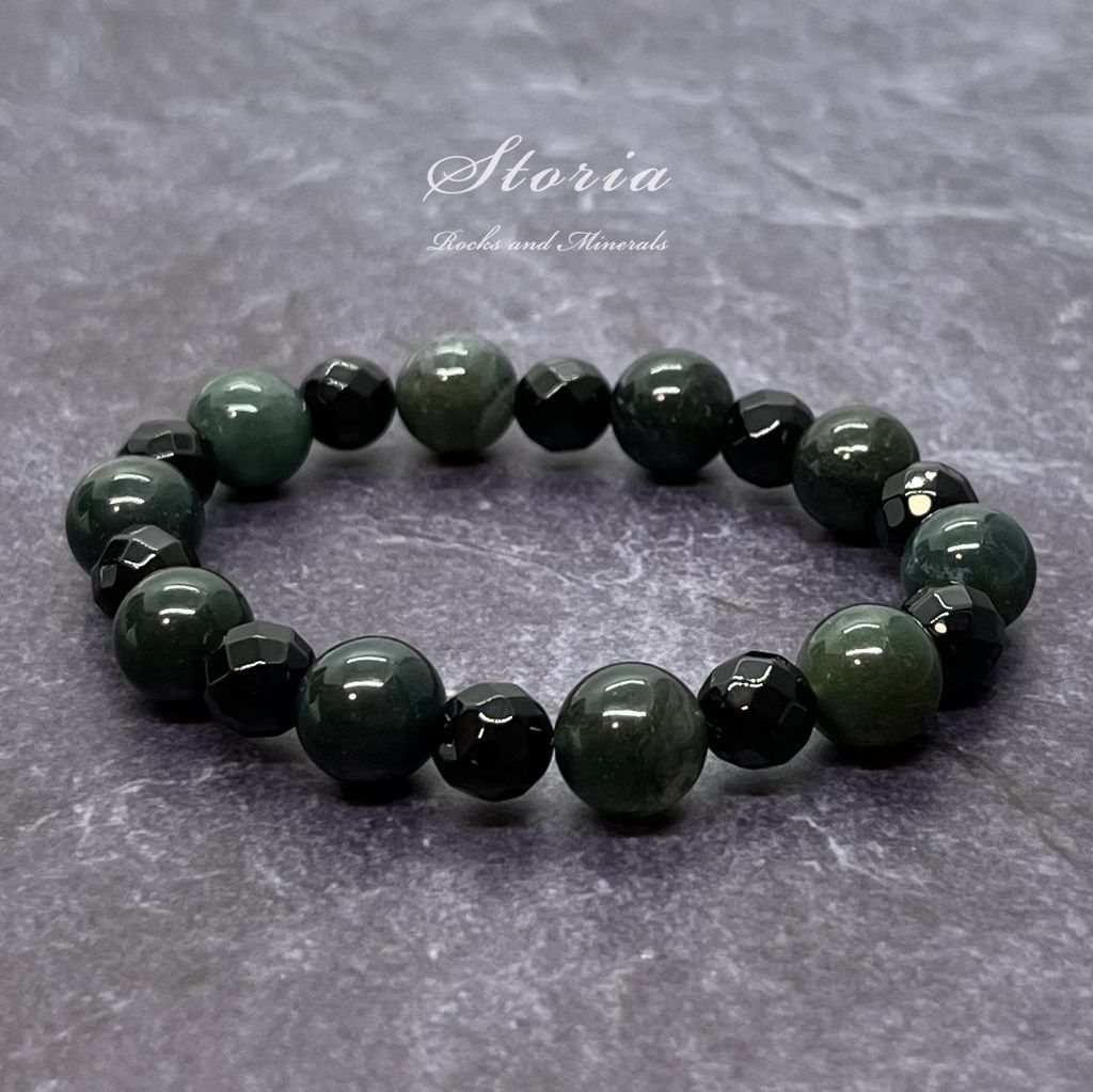 天然石モスアゲート（苔瑪瑙）silver925トップ⁄HANDMADE-03 