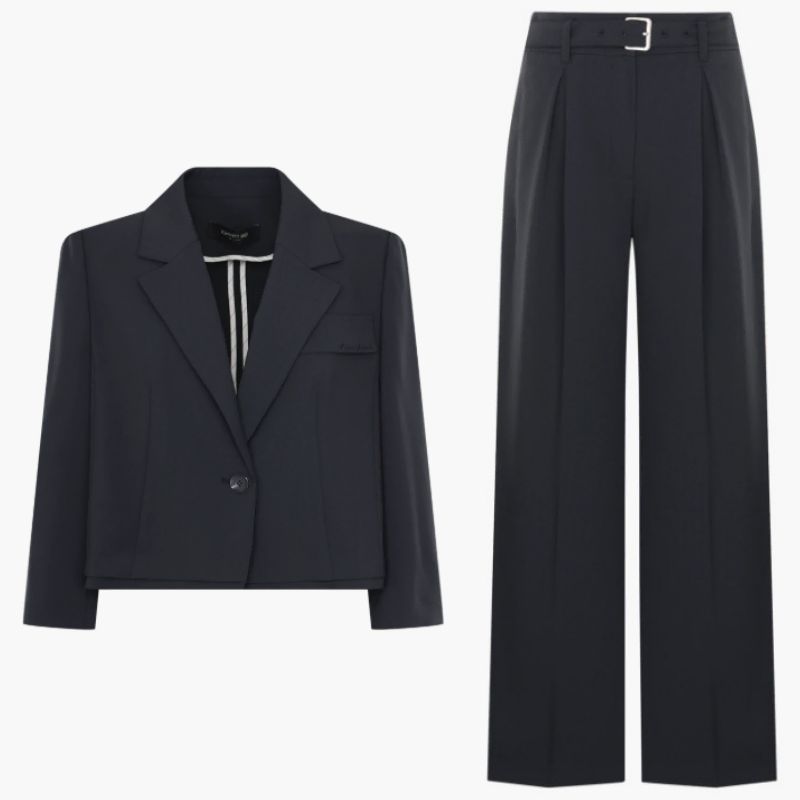 Kenneth lady ケネスレディー 25 年 クロップド ジャケット ベルト付き パンツ セットアップ