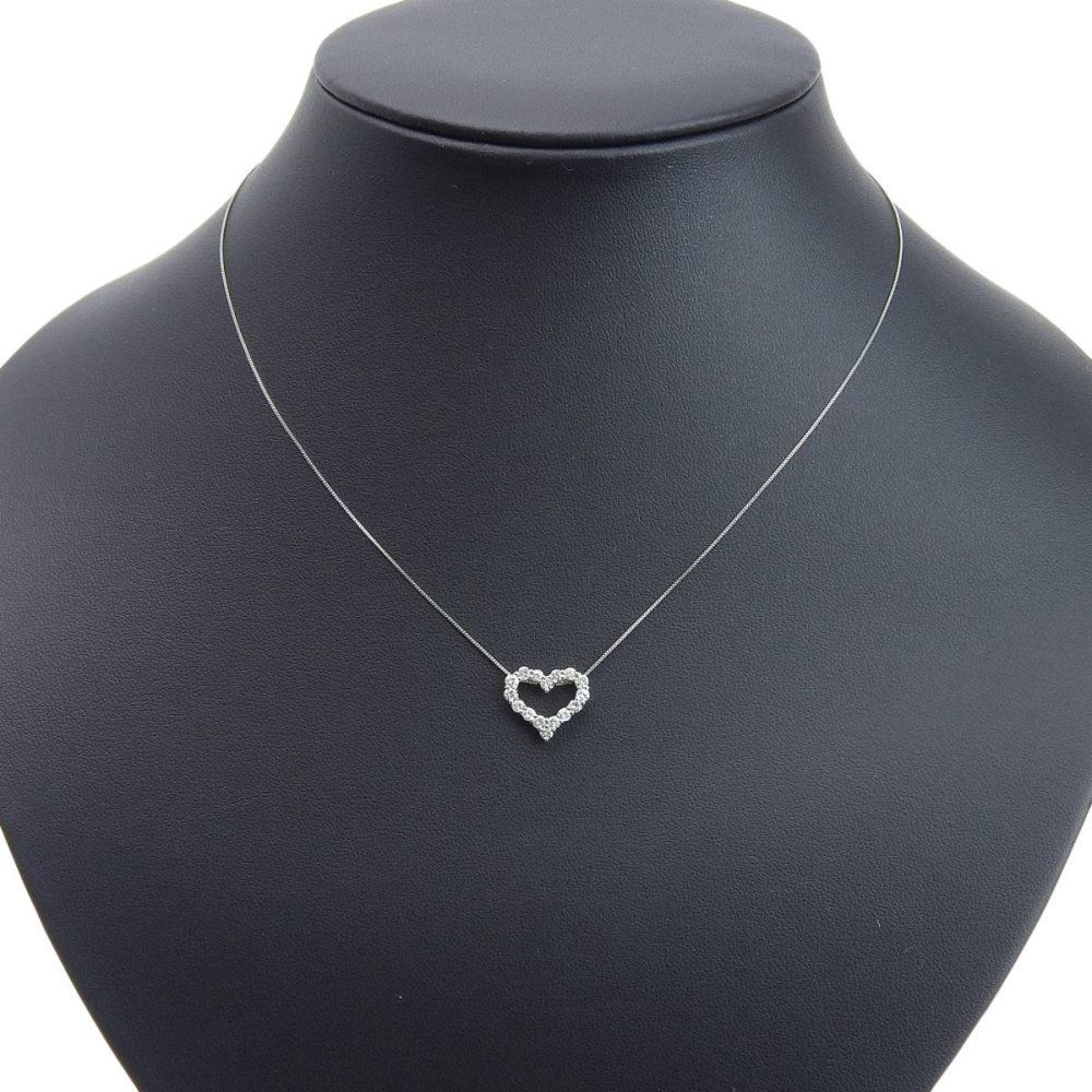 返品OK】ハートモチーフ 合計0.50ct 天然ダイヤ ネックレス 36/40cm 