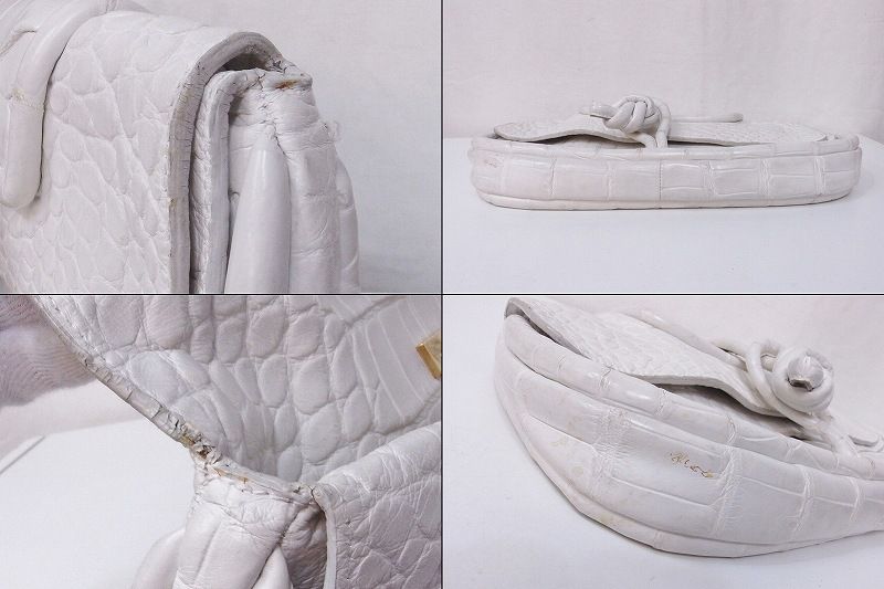 201478】LOEWE ロエベ クラッチバッグ レザー クロコダイル型押し