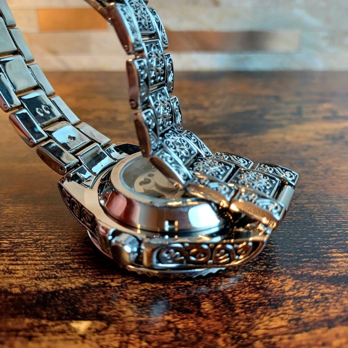 新品 送料無料 3D フルスケルトン 彫 自動巻き 機械式 メンズ 腕時計