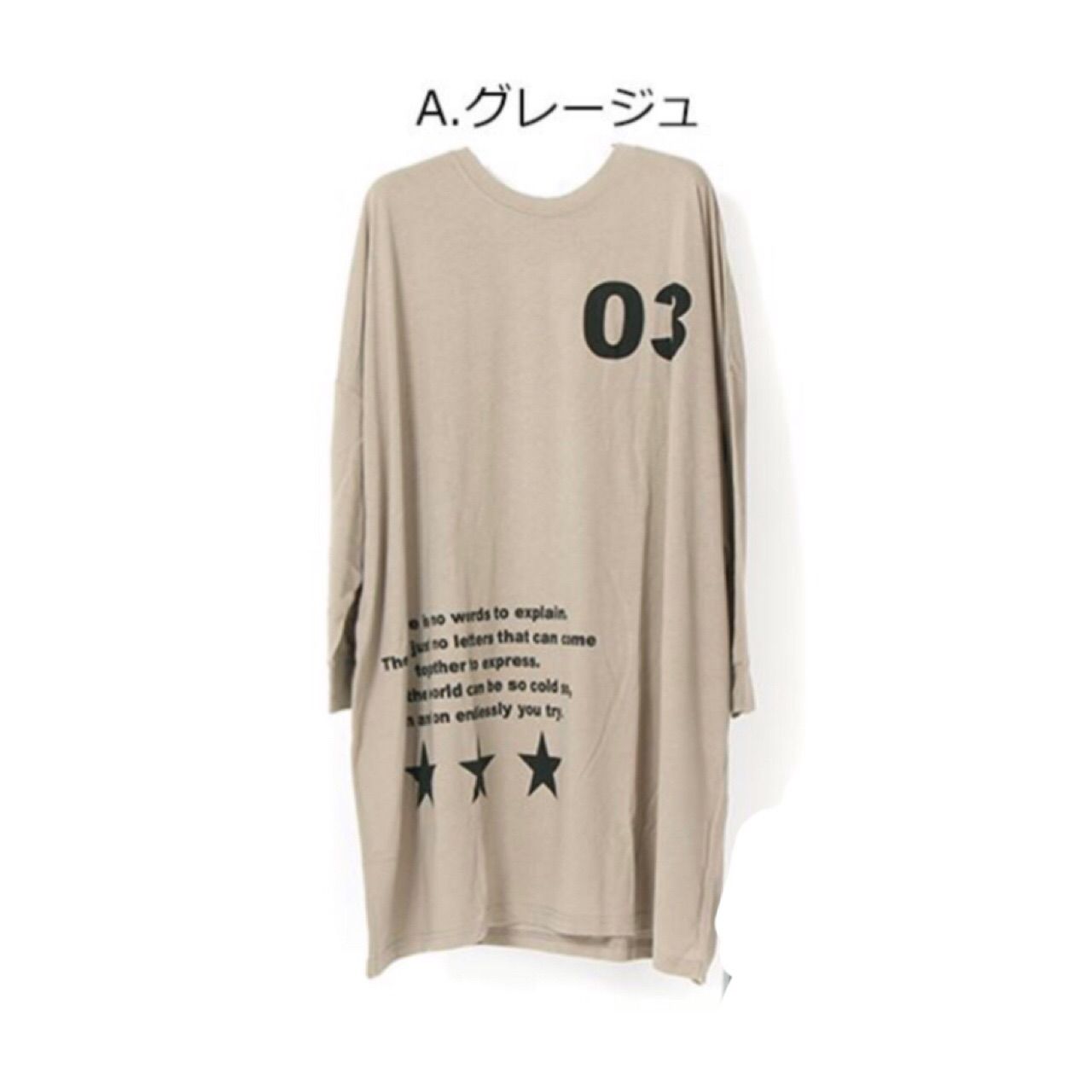 BIG Tシャツ 長袖 スターロゴ入り Tシャツ グレージュ - メルカリ