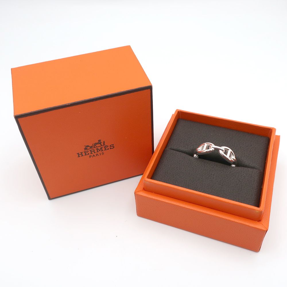 大幅値下げ中 【超美品】HERMES アンシェネリング 48 HERMÈS エルメス シェーヌダンクル アンシェネ リング シルバー 48