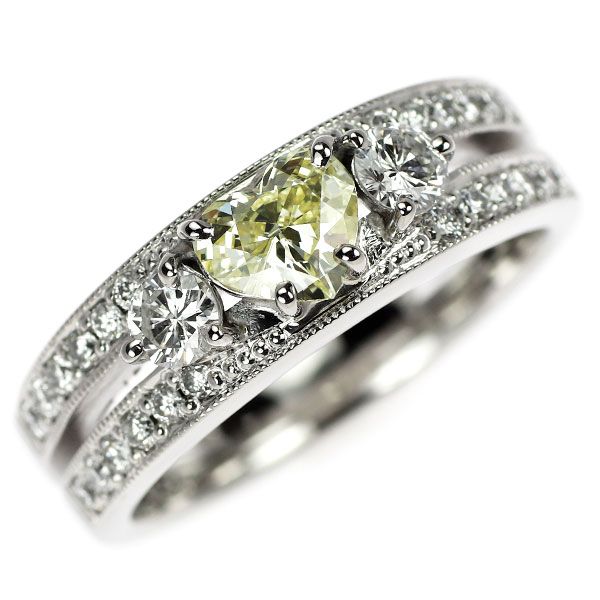 Pt900 ハートシェイプ ダイヤモンド リング 0.475ct D0.57ct