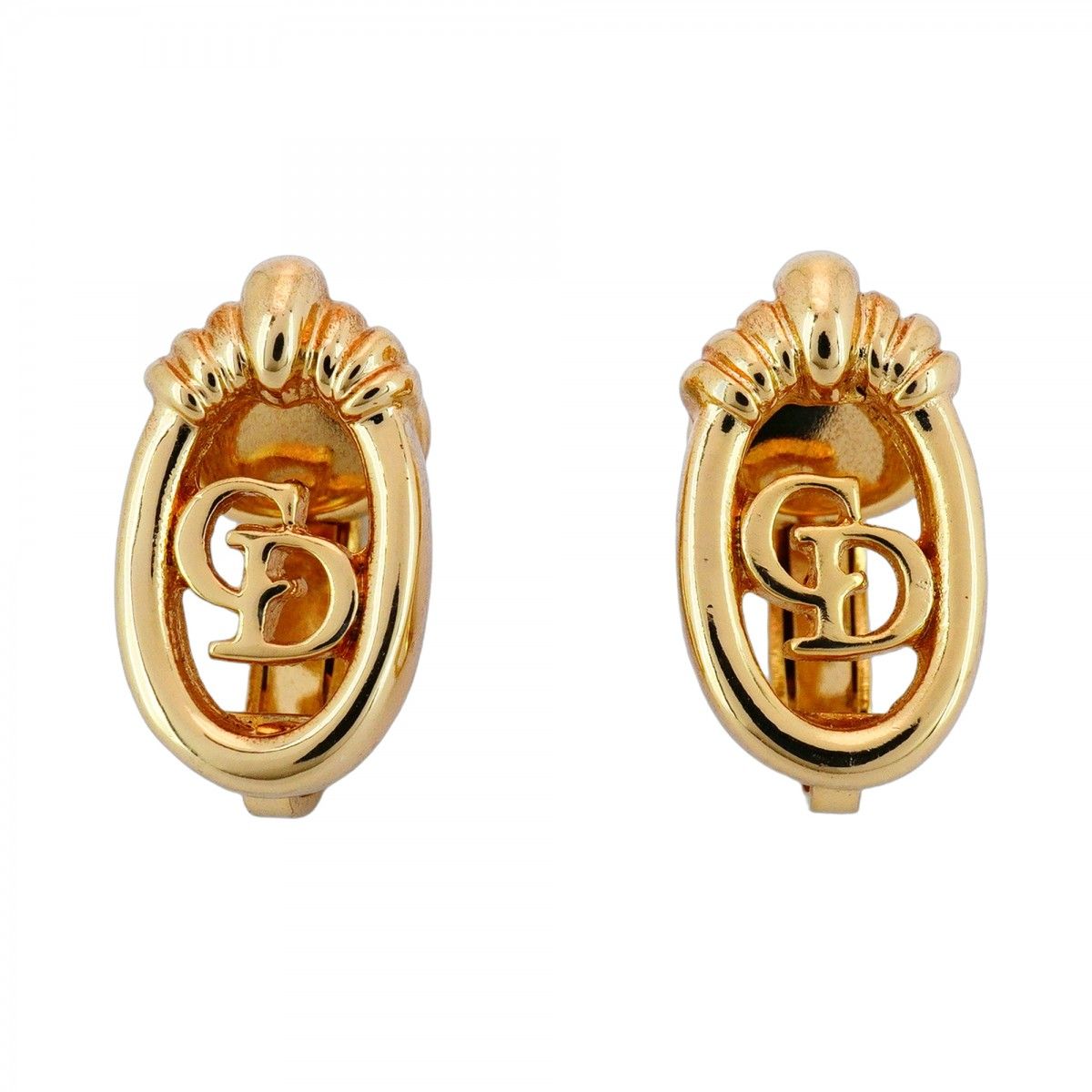 5jib0764 クリスチャンディオール イヤリング CDロゴ オーバル GPメッキ ゴールド レディース