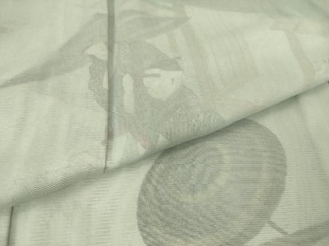 平和屋着物▽訪問着 無双 紗袷 紗×絽 人物楽器文 暈し染め 金彩 正絹