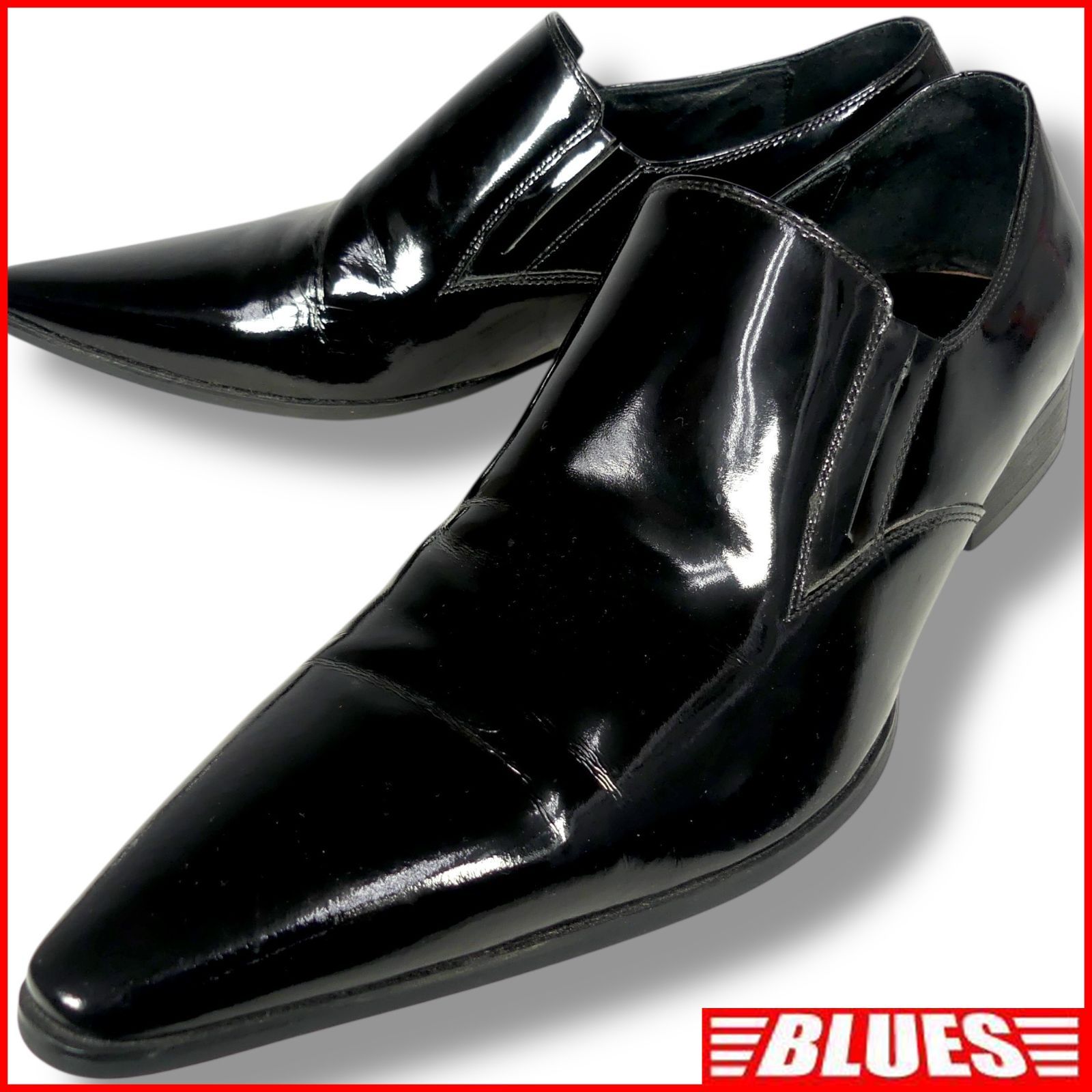 LUCIUS ルシウス エナメル ローファー 25.5 本革 黒 ビジネスシューズ レザー メンズ 41 スリッポン ポインテッドトゥ ローファーサイズ25.5cm一覧←SEULB屋着古← NR4666