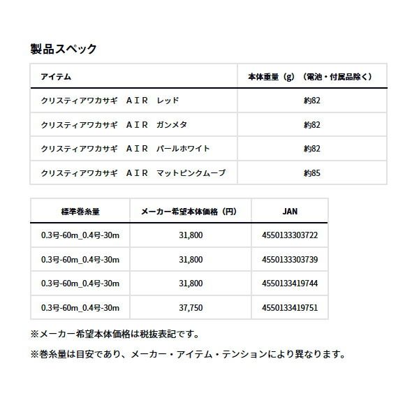 クリスティアair ガンメタ DAIWA（釣り） DAIWA クリスティア ワカサギ AIR ガンメタ