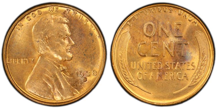 1938 S|S|S PCGS MS63 RD RPM FS-502 - Lincoln Wheat Penny Cent 1c Coin