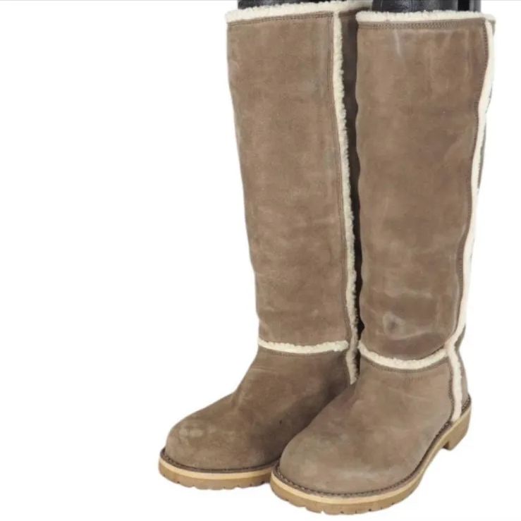 EMPOLIO ARMANI エンポリオ アルマーニ ロングムートンブーツ フラットソール 37-23.5cm ベージュ