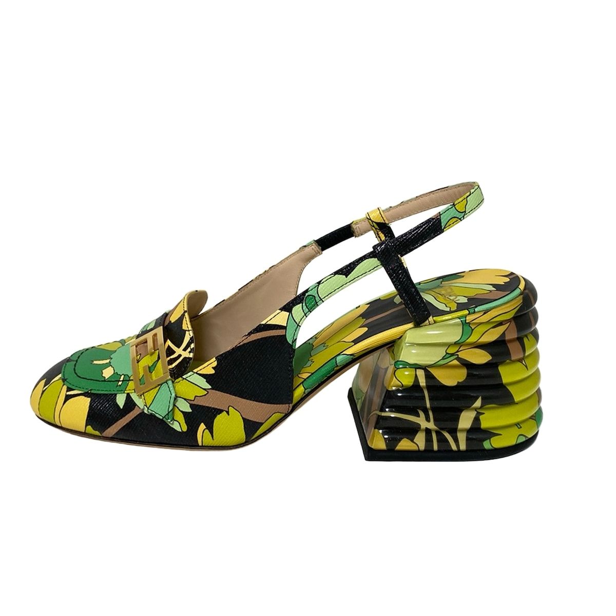 FENDI(フェンディ) サンダル 37 レディース - 黒×イエロー