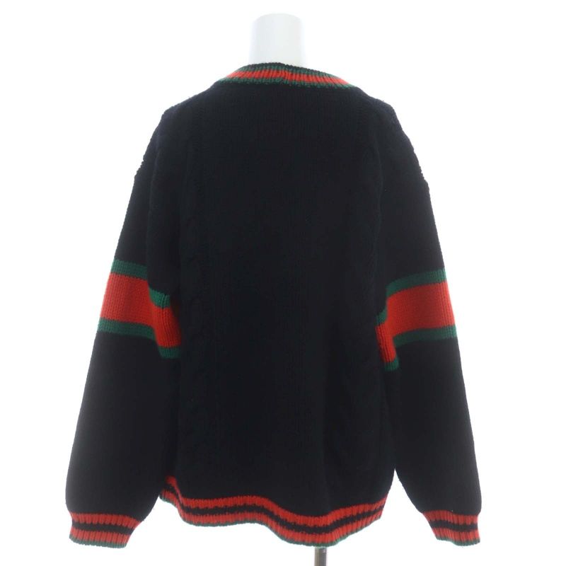 グッチ GUCCI ケーブルニット カーディガン オーバーサイズ XS 黒 