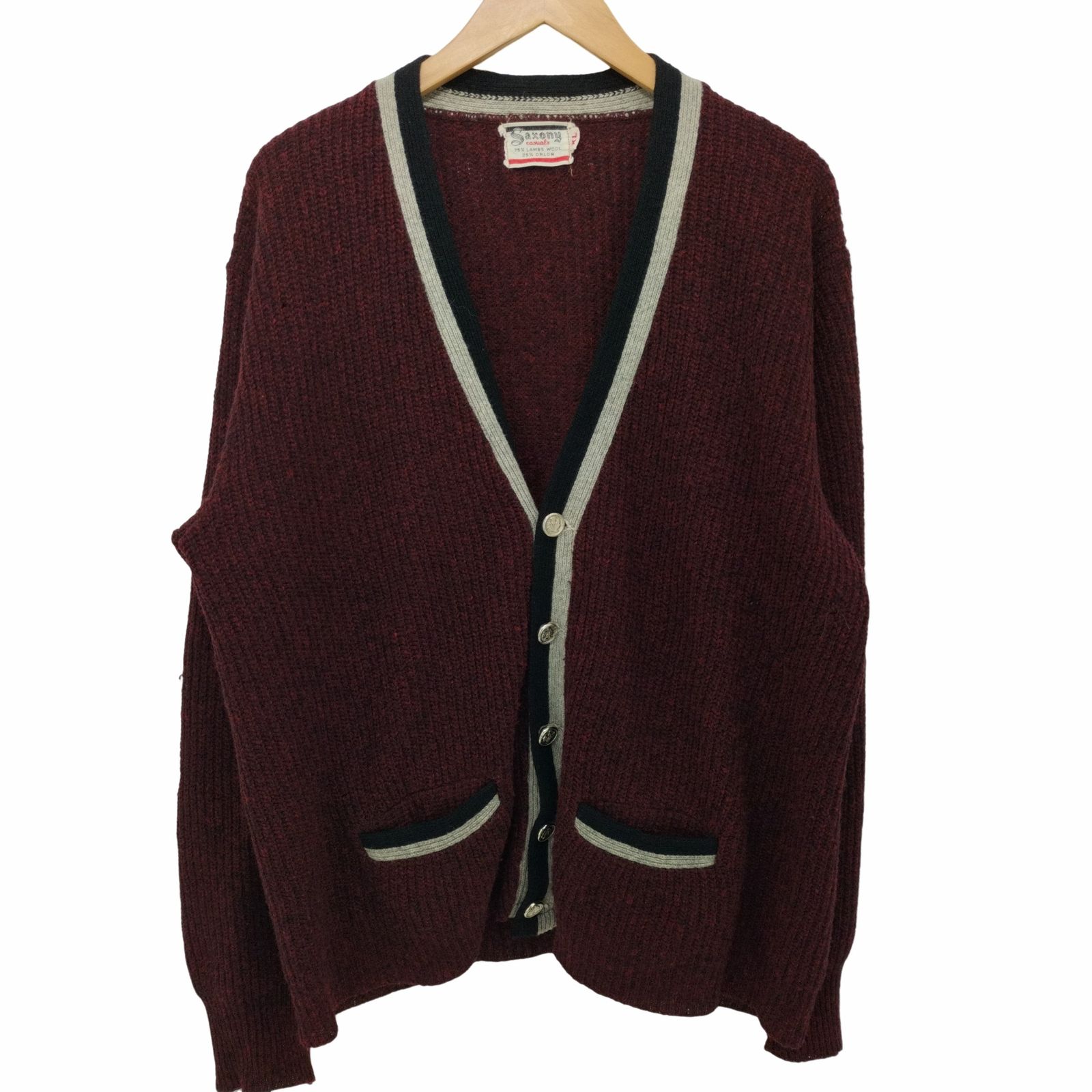 ユーズドフルギ USED古着 {{SAXONY}} 50-60s ORLON ニットカーディガン メンズ JPN：XL 