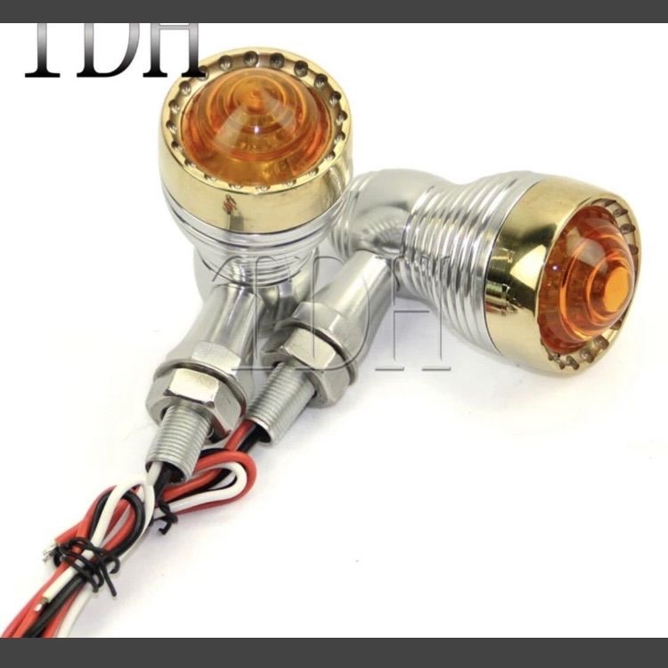 真鍮ウィンカー 4個セット ブラス LED ソフテイル スポーツスター ハーレー ショベル パンヘッド エボ バイク カスタム