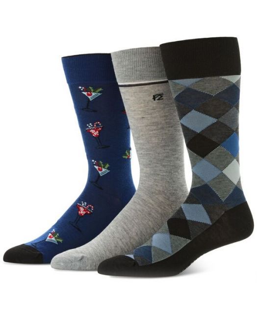 送料無料 ペリーエリス メンズ 靴下 アンダーウェア Men s 3pk. Mixed Patterned Socks MARTINI HOLIDAY