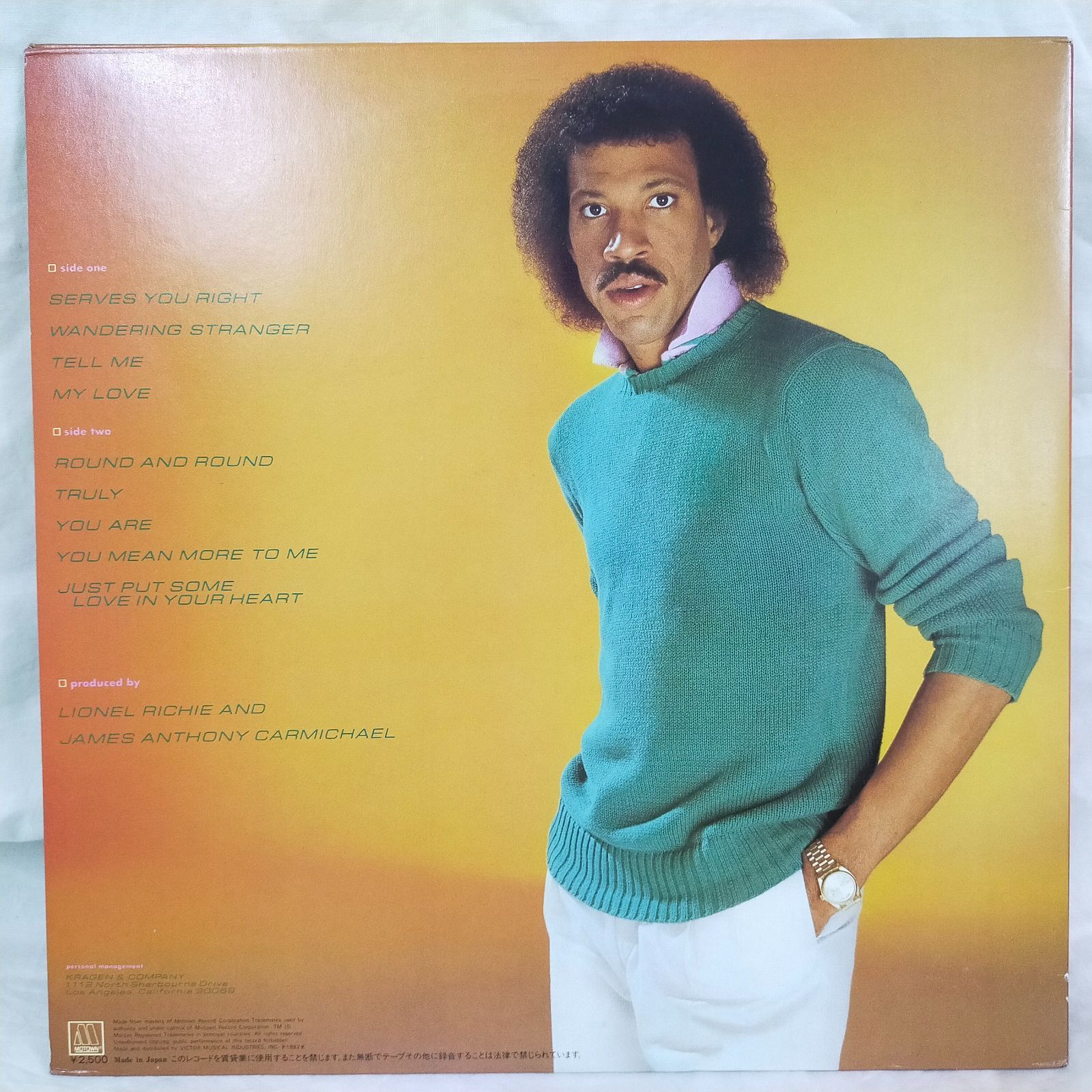 LPレコード1463】Lionel Richie／ライオネル・リッチー／Motown