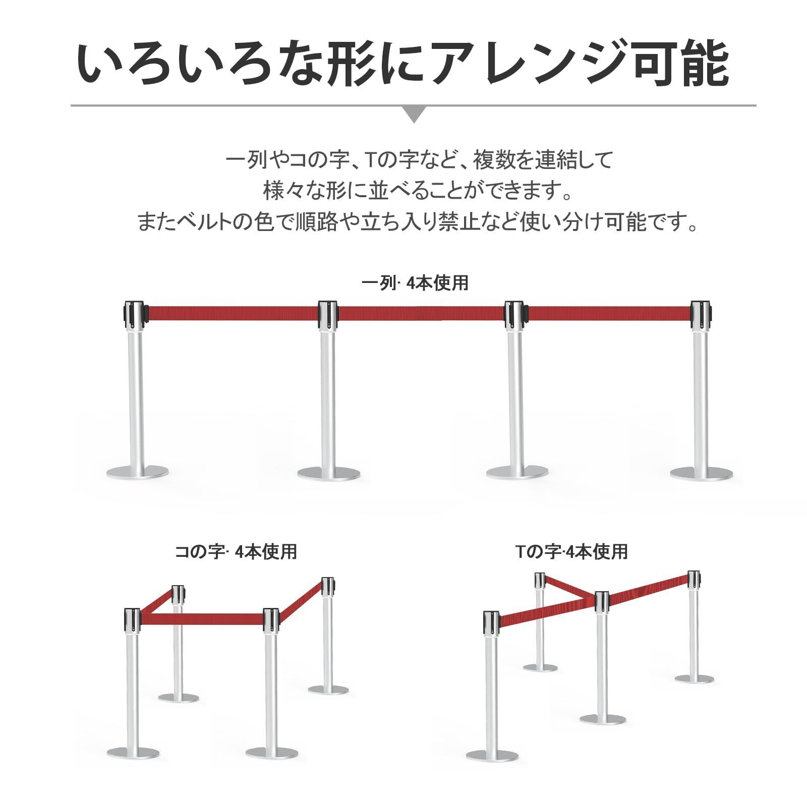 特価商品】ポールパーテーション ガイドポール ポールスタンド 長さ3m