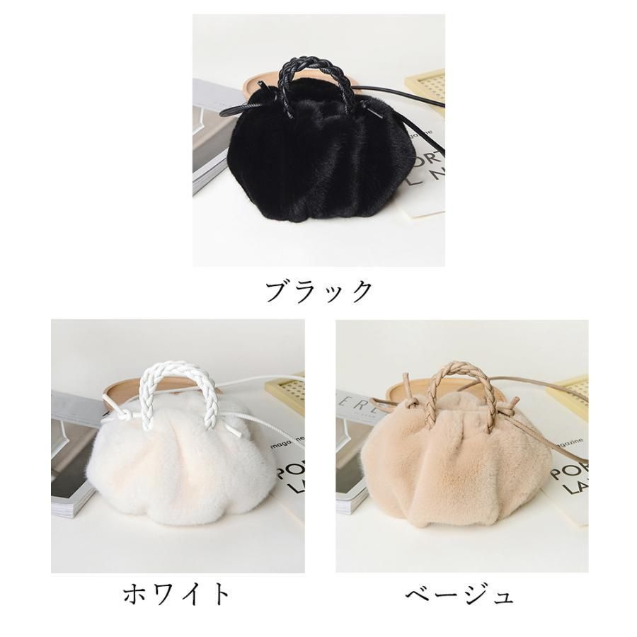 ショルダーバッグ 巾着ふわふわ 斜めがけ
