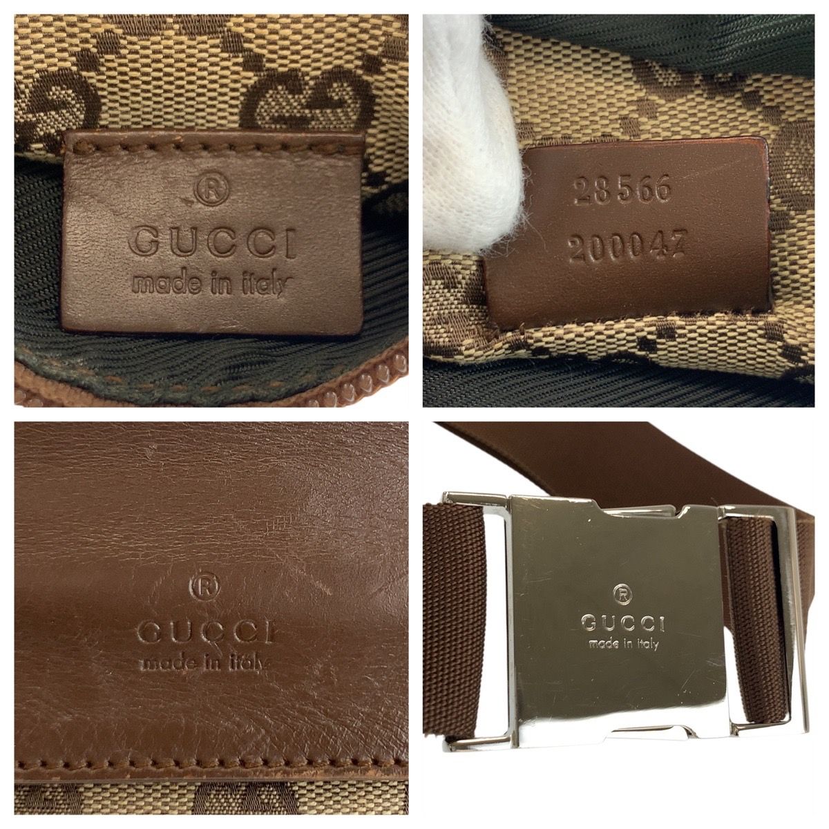 GUCCI グッチ ベージュ ブラウン GGキャンバス /レザー 28566 ボディ