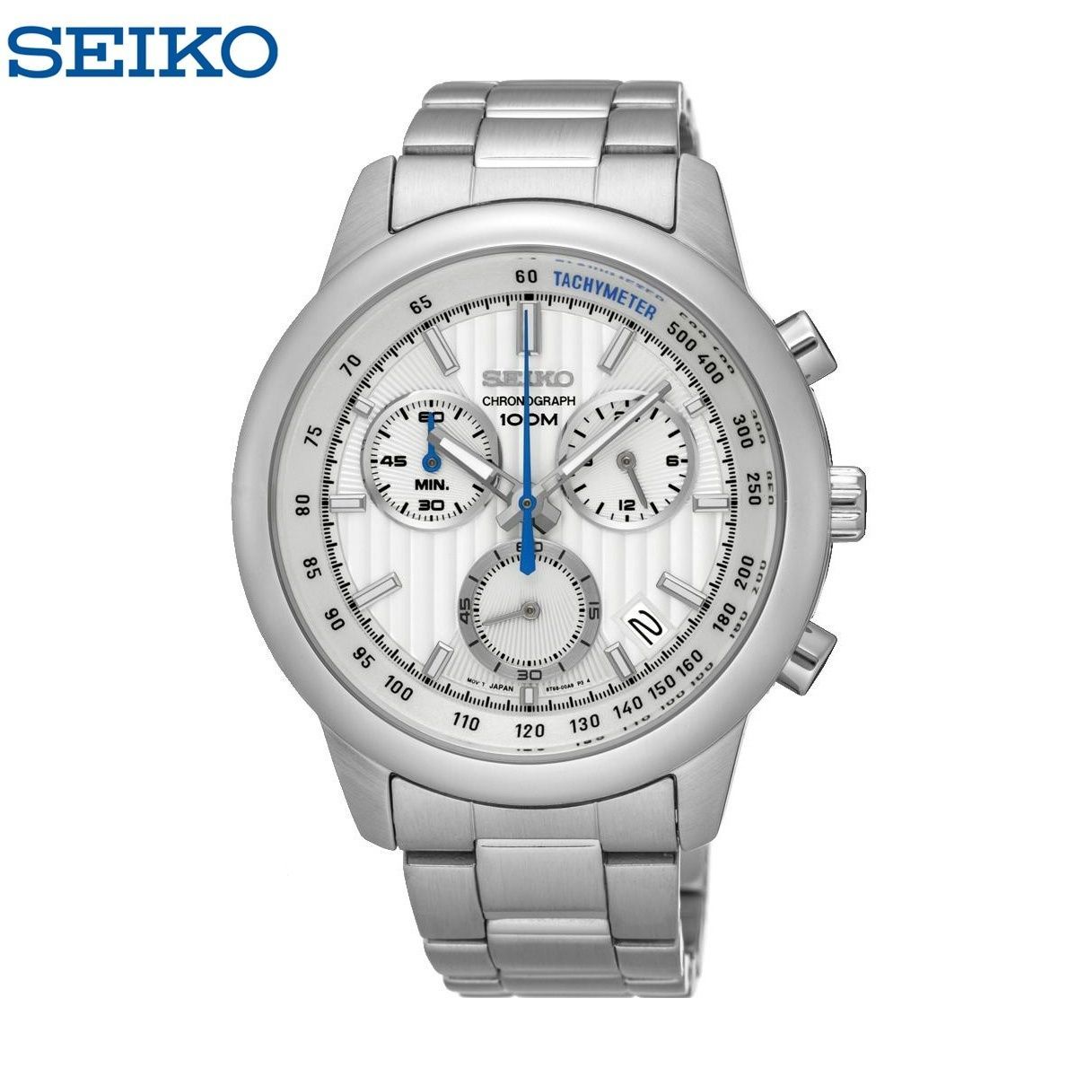 セイコー クロノグラフ ホワイト シルバー SEIKO メンズ 時計 腕時計 