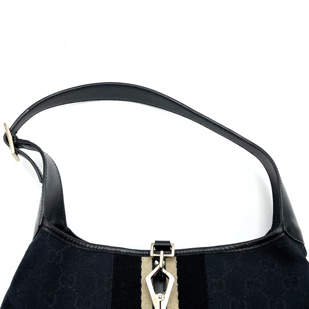 GUCCI グッチ 黒シェリーライン ジャッキー ハンドバッグ ワン