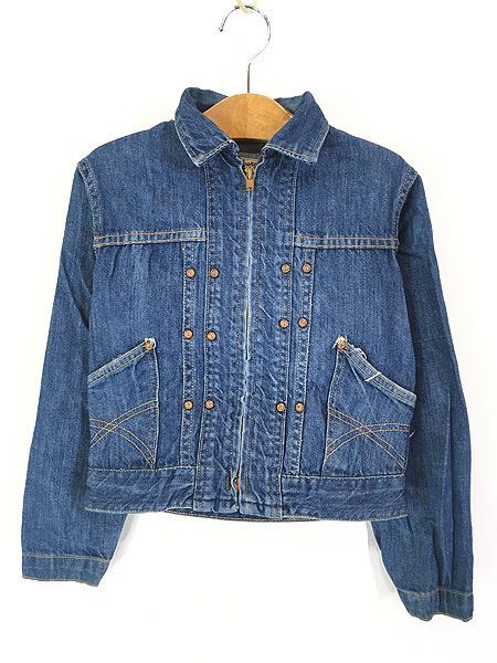 最安値，新作 キッズ 古着 50-60s Buckaroo by BIG SMITH フロント ジップ 濃紺 インディゴ デニム ジャケット Gジャン 6歳位 古着 アウター