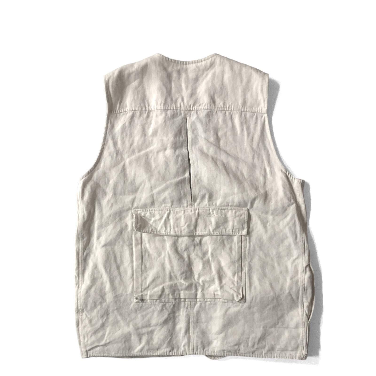 【中古品】22SS HED MAYNER ヘドメイナー DOUBLE LAYERED CARGO VEST ダブルレイヤードカーゴベスト  リネンキャンバス オーバーサイズ S アイボリー