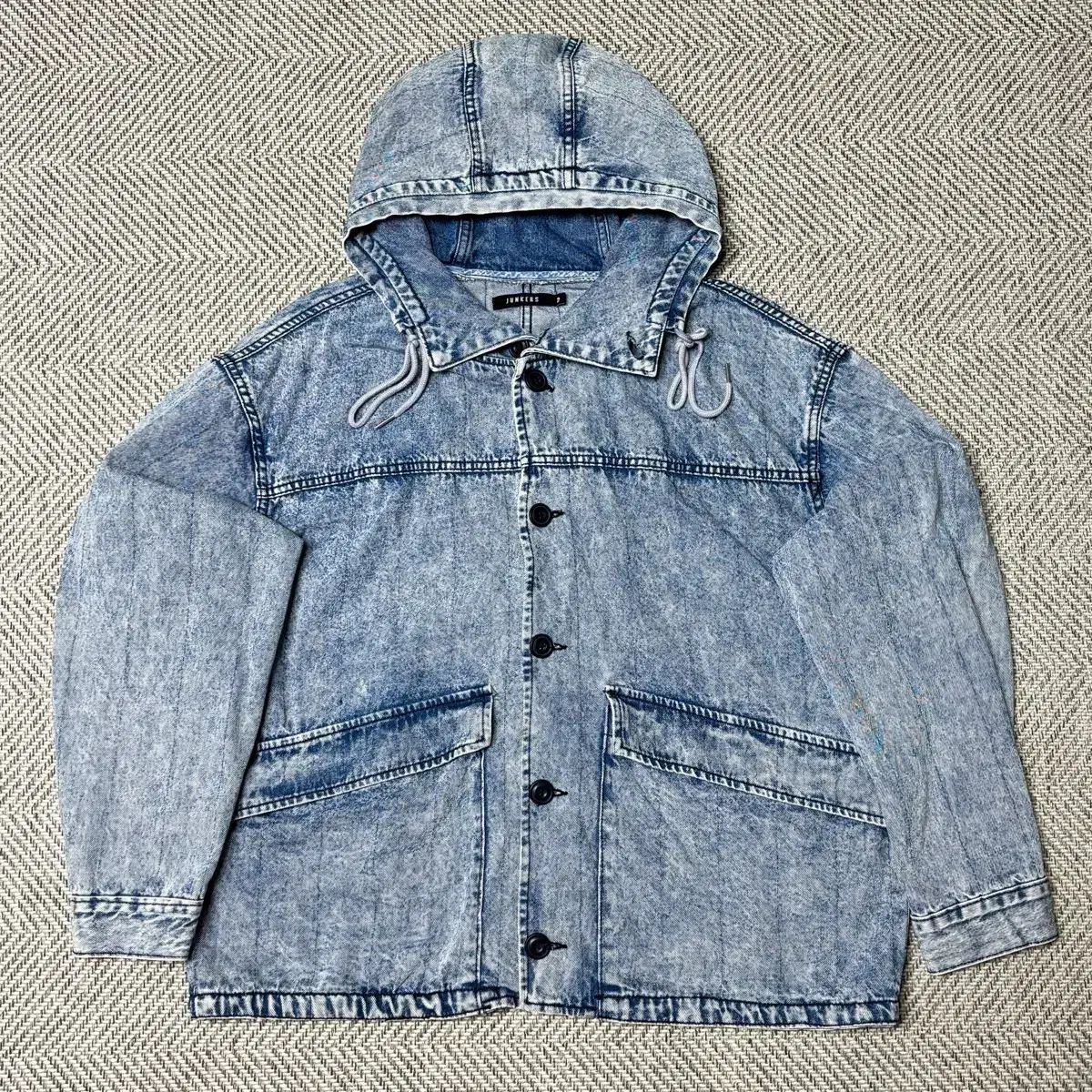 JUNKERS VTG スノウ ウォッシュド クロップド ボンバー フード デニム デニムジャケット