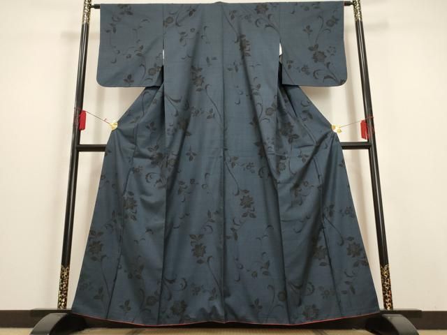 平和屋着物□本場大島紬 9マルキ 花唐草文 正絹 逸品 AAAU1018iu  