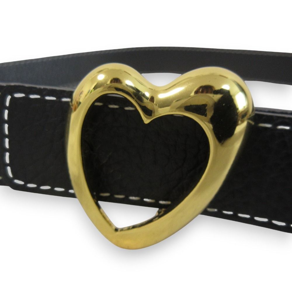 A VACATION アヴァケーション ハートリング レザー ベルト ブラック×ゴールド金具 レディース 古着