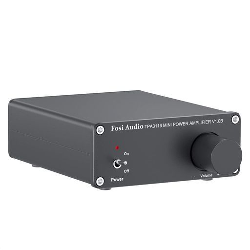 FosiAudioV1.0オーディオアンプ2チャンネルステレオHiFiデジタルアンプパワーアンプTPA3116ミニクラスDアンプ50W*2ホームスピーカー用 電源付き 黒色