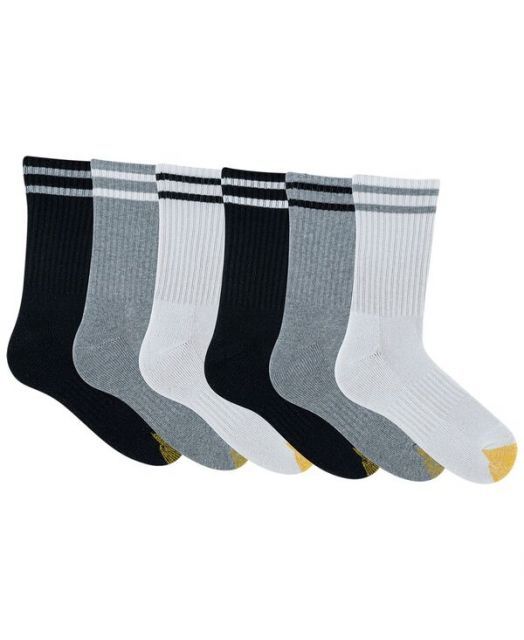 送料無料 ゴールドトゥ メンズ 靴下 アンダーウェア Men s 6-Pack Kensington Reinforced Toe Short Crew Socks Gray|white|black