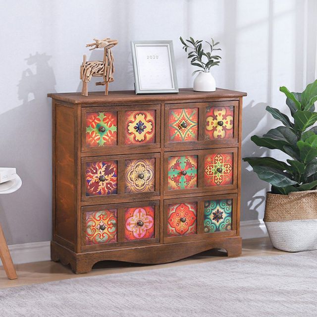 昭和レトロ 花柄装飾 観音開き扉 木製茶棚 茶箪笥 ミニ箪笥 引き出し 古家具 昭和レトロ 花柄装飾 観音開き扉 木製茶棚 茶箪笥 ミニ箪笥 引き出し