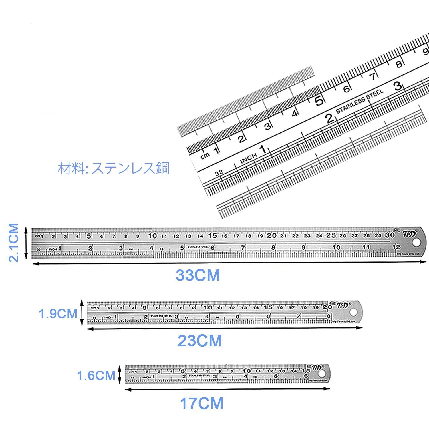 ステンレス直尺 定規 測定工具 (30CM)