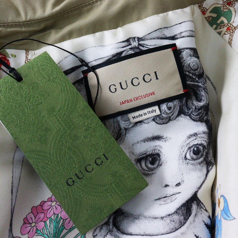 ヒグチユウコ×GUCCI 猫刺繍トレンチコート 日本限定 ヒグチユウコ展 キャット パッチ コート グッチ コラボ